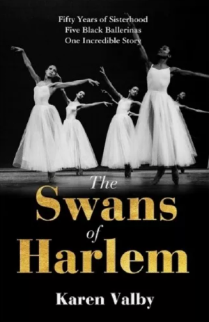 a book cover with Black dancers performing in long white tutus on a black background