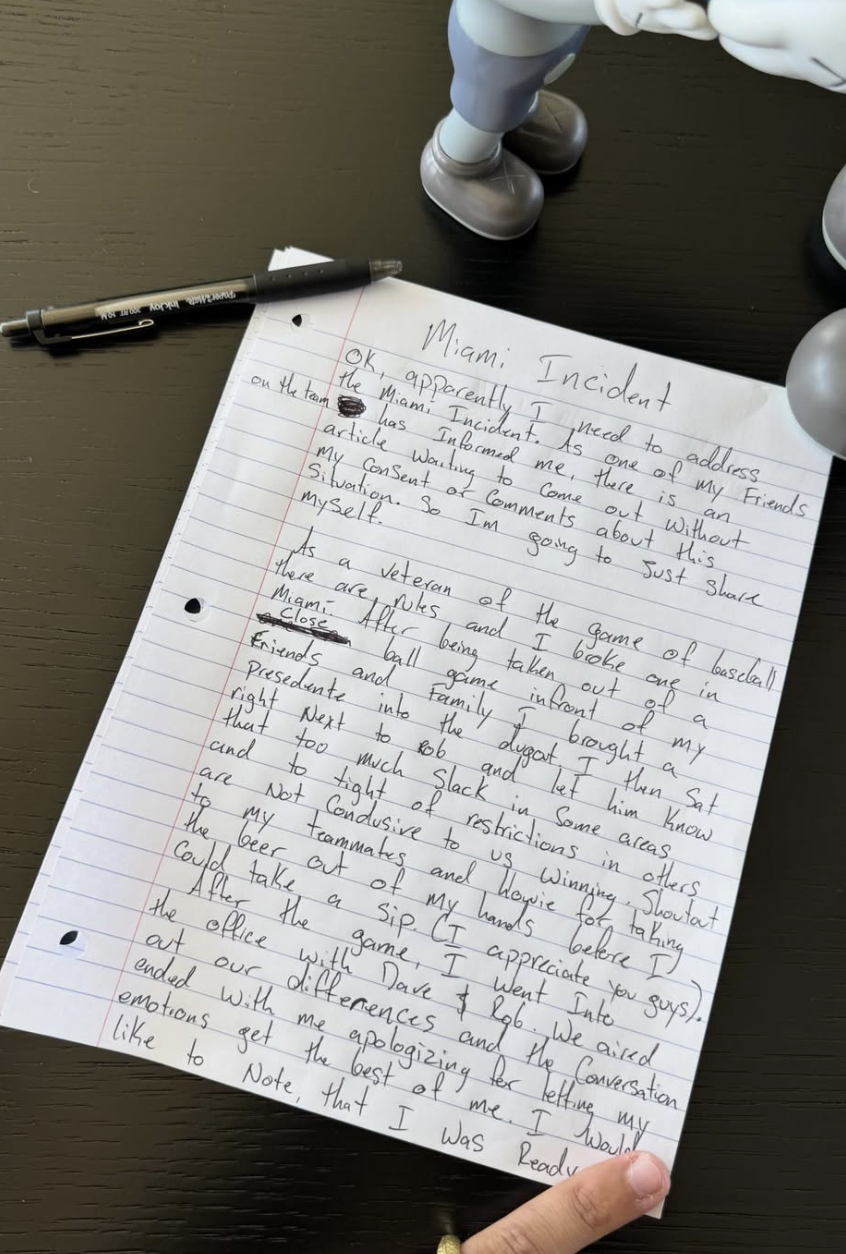 a very difficult to read handwritten note on looseleaf lined paper